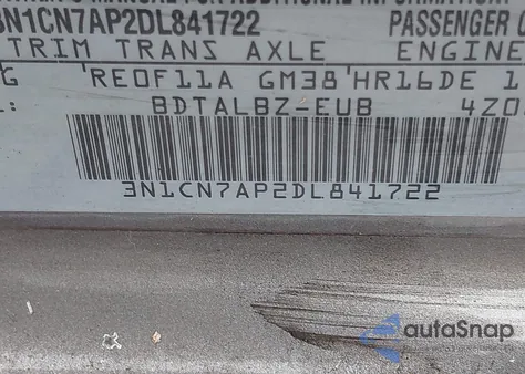 2013 Nissan Versa S из США, поврежденный, VIN 3N1CN7AP2DL841722